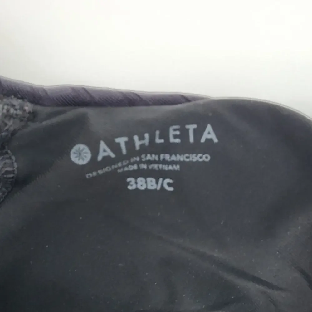 Athleta Black Ribbed Swim Top ‎ 38 B/C